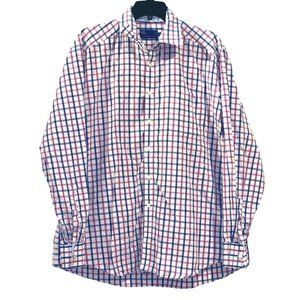 Marks & Spencer Tailoring Purple Plaid Button Down Mens Size 17 (43) Blue White